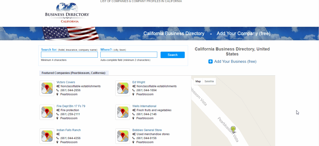 Listing your business on California web business
