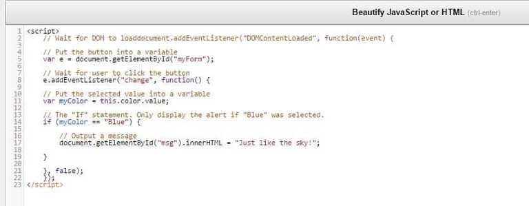 Beautifying JS code 2