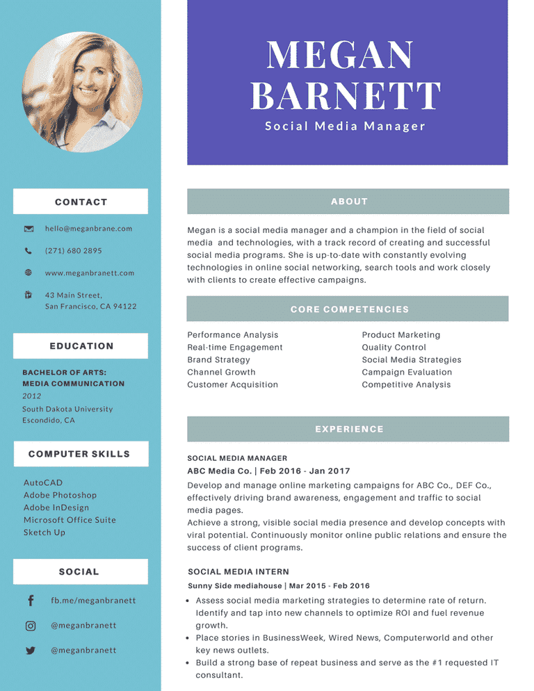 Creating virtual resume with Canva