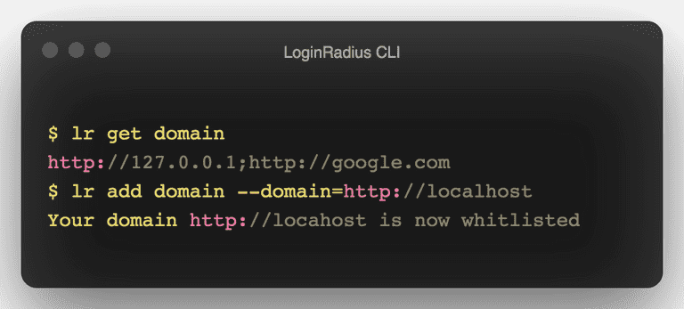 LoginRadius CLI Add Domain