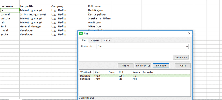 How to perform Vague search with Excel’s wildcard Character