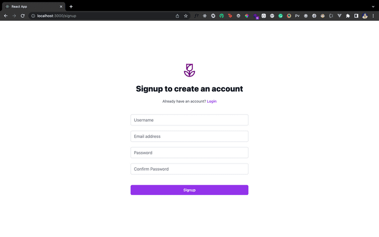 Signup page